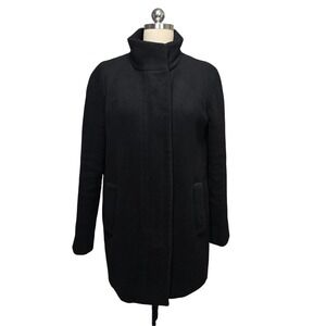 J Crew Black Wool Blend Funnel Neck Coat Jacket Size 6